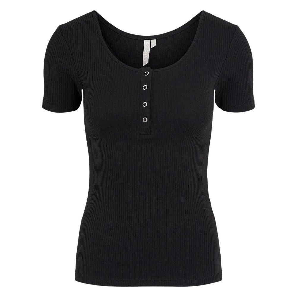 Tank Top by Pieces for women in stretch cotton black features an bespeak silhouette, showcasing an bespeak short-sleeve; sleeveless and bespeak round neckline for a truly sophisticated look.