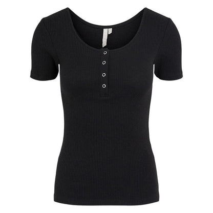 Tank Top by Pieces for women in stretch cotton black features an bespeak silhouette, showcasing an bespeak short-sleeve; sleeveless and bespeak round neckline for a truly sophisticated look.