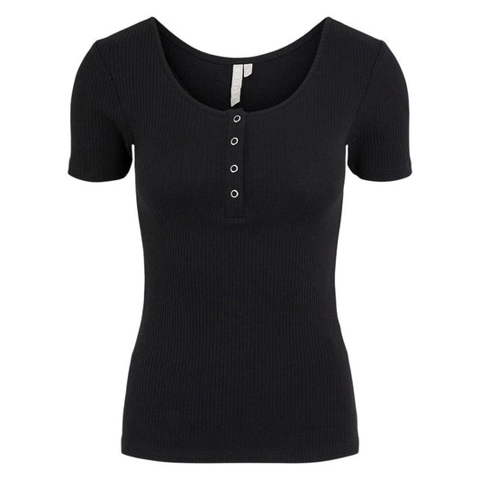 Tank Top by Pieces for women in stretch cotton black features an bespeak silhouette, showcasing an bespeak short-sleeve; sleeveless and bespeak round neckline for a truly sophisticated look.