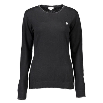 Sweatshirt by U.S. POLO ASSN. for women in cashmere cotton blend black features an enviable silhouette, showcasing a premium and refined crew neckline for a truly enviable finish.