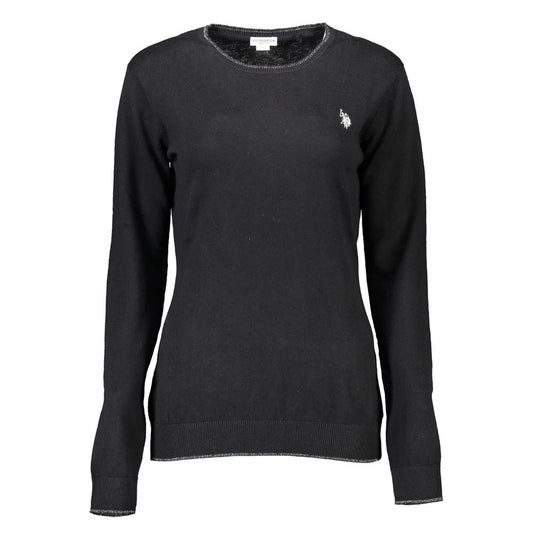Sweatshirt by U.S. POLO ASSN. for women in cashmere cotton blend black features an enviable silhouette, showcasing a premium and refined crew neckline for a truly enviable finish.