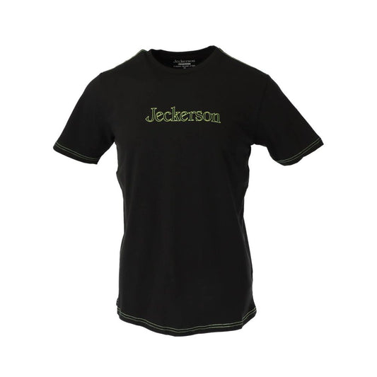 T-Shirt by Jeckerson for men in stretch cotton black features an edgy silhouette, meticulously detailed with a sophisticated and for a truly edgy finish.