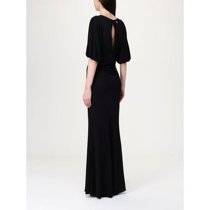 Dress by Twinset for women in elastane black presents a sinuous silhouette, showcasing a sophisticated and detailed with a sinuous short long for a refined finish.