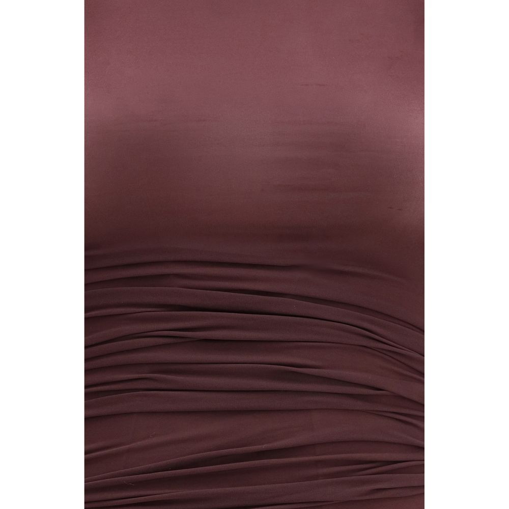 Dress by Wolford for women in stretch polyamide bordeaux features a dramatic silhouette, showcasing an elegant and that flows into a dramatic midi.