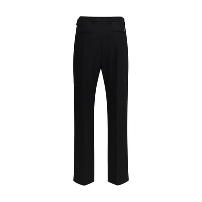 Trousers by Valentino Garavani for men in virgin wool black & signature features an sartorial silhouette, showcasing a precise regular-fit and long with a sartorial for a refined look.
