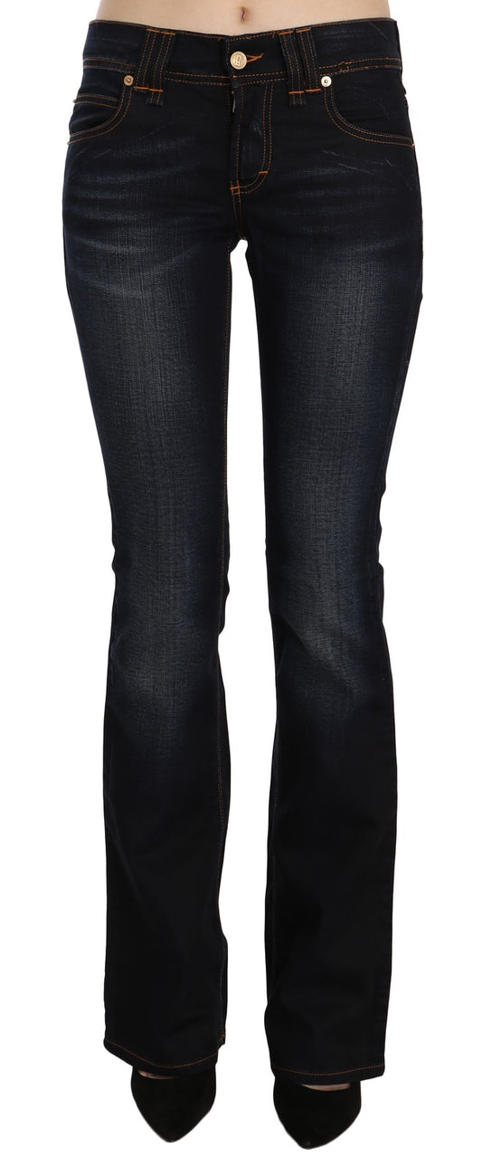 John Galliano Women's Bootcut Regular Fit Mid Rise Denim Cotton Jeans - Blue