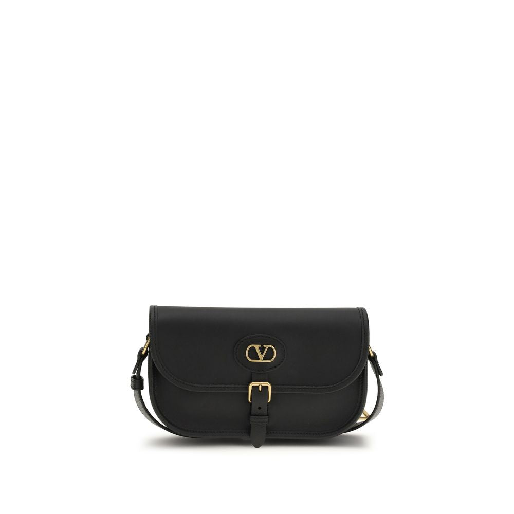 Small Shoulder Bag by Valentino Garavani for men in bos taurus calf suede leather black, gold & signature features a distinguished silhouette, showcasing a secure magnetic and distinguished cardholder with versatile shoulder-strap & adjustable-strap for a distinguished finish.