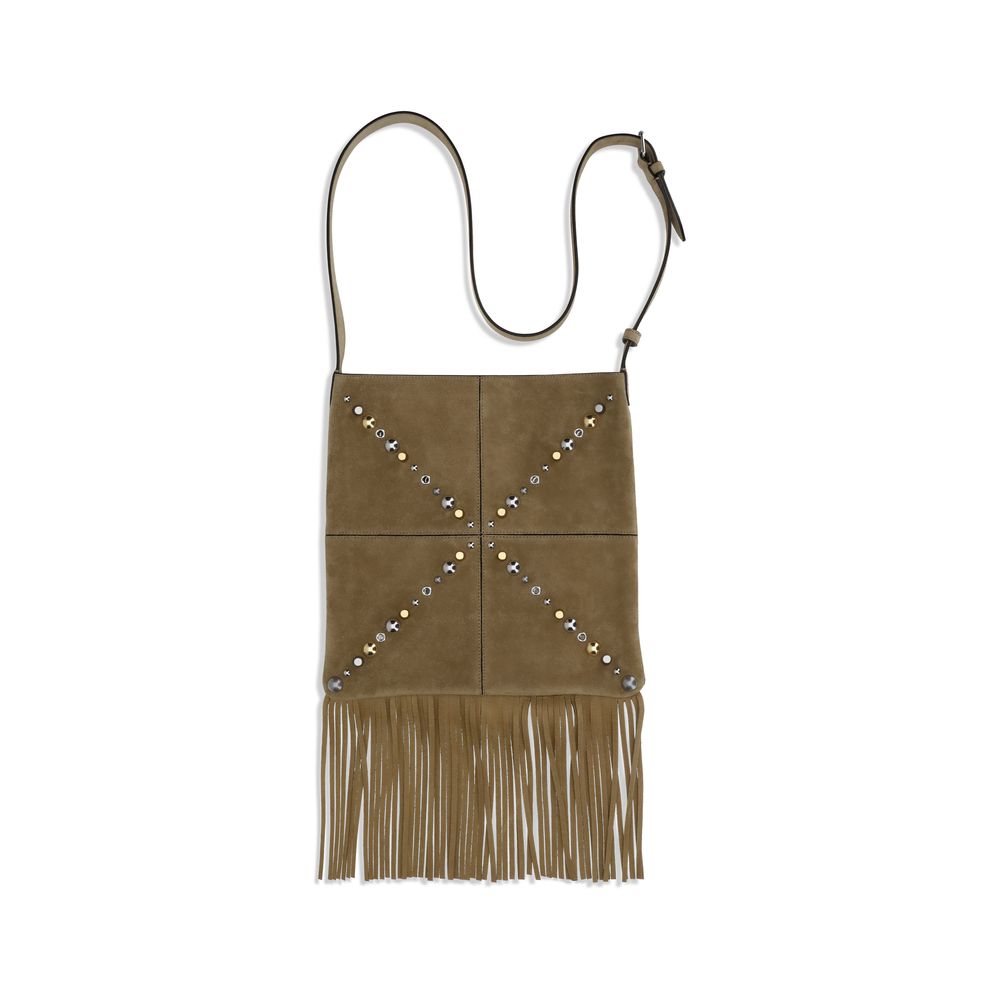 Small 2-in-1 Shoulder & Crossbody Bag by Valentino Garavani for men in palladium & suede leather beige, palladium & signature features an effortlessly chic silhouette with a secure , ample , and versatile crossbody-strap, shoulder-strap & adjustable-strap for effortlessly chic everyday luxury.