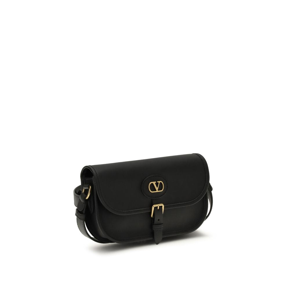 Small Shoulder Bag by Valentino Garavani for men in bos taurus calf suede leather black, gold & signature presents a versatile silhouette, showcasing a secure magnetic and versatile cardholder with versatile shoulder-strap & adjustable-strap for a sophisticated look.