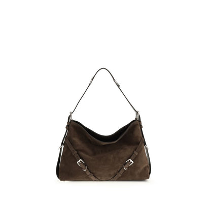 Medium Shoulder Bag by Givenchy for women in bos taurus suede calf leather black, gold & signature features an effortlessly chic silhouette with a secure zipper & buckle, ample , and versatile shoulder-strap & adjustable-strap for effortlessly chic everyday luxury.