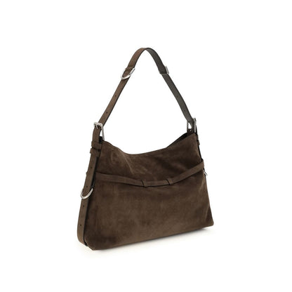 Medium Shoulder Bag by Givenchy for women in bos taurus suede calf leather black, gold & signature features a distinguished silhouette, showcasing a secure zipper & buckle and distinguished with versatile shoulder-strap & adjustable-strap for a distinguished finish.