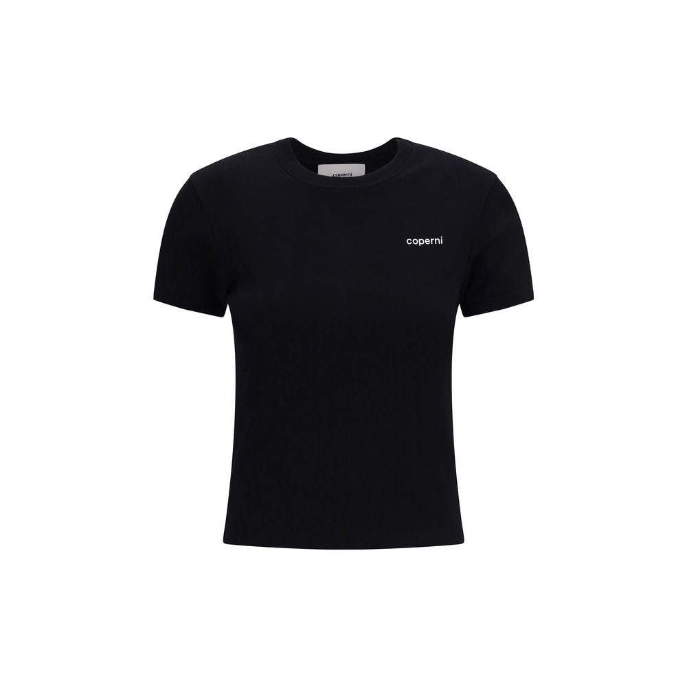 T-Shirt by Coperni for women in cotton black & print features a plush silhouette, showcasing a sophisticated round neckline and short-sleeve for a truly plush finish.
