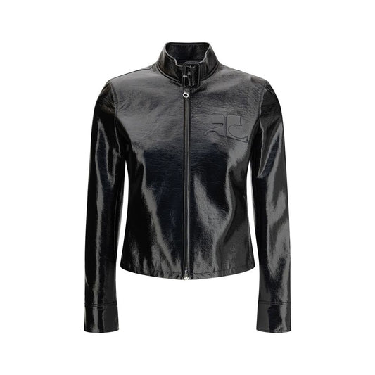 Overcoat by Courrèges for women in acetate cotton & polyurethane black & signature features a contemporary silhouette showcasing a contemporary and refined for a sophisticated finish.