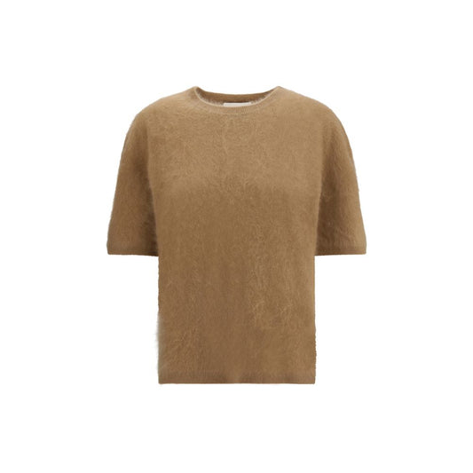 Sweater by Lisa Yang for women in cashmere brown & signature showcases a sumptuous silhouette, artfully finished with a sumptuous crew neckline and short-sleeve for a sophisticated, sumptuous look.