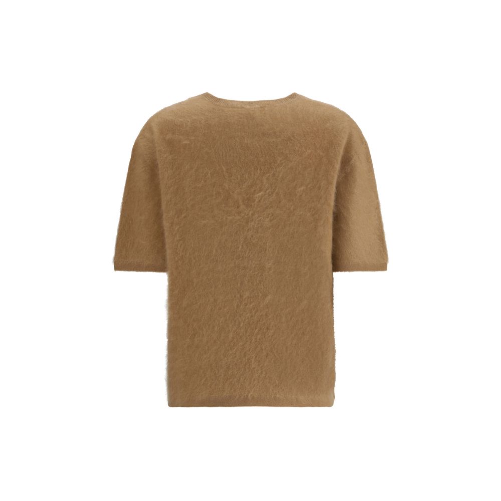Sweater by Lisa Yang for women in cashmere brown & signature features an polished silhouette, showcasing refined and a sophisticated crew neckline for a truly polished finish.