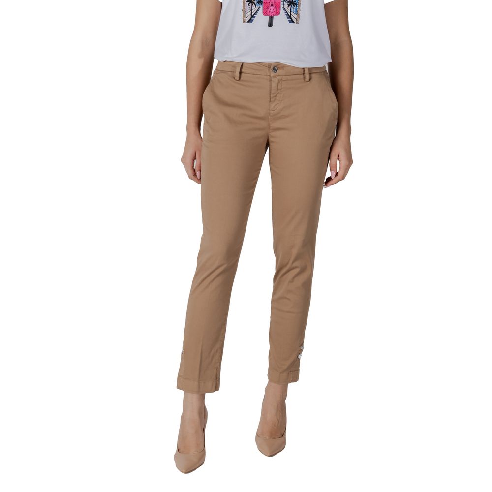 Liu Jo Women's Tapered-Leg Straight-Leg Cigarette Stretch Cotton Chinos Pants - Beige