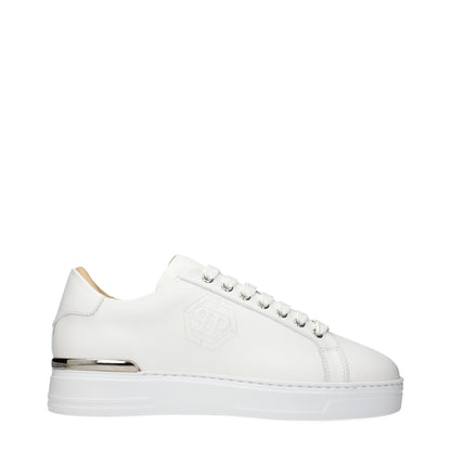 Sneakers by Philipp Plein for men in leather white presents a impeccable silhouette as Men's Low Top Leather Sneakers, expertly defined by a impeccable low-top style for a impeccable, high-fashion look.