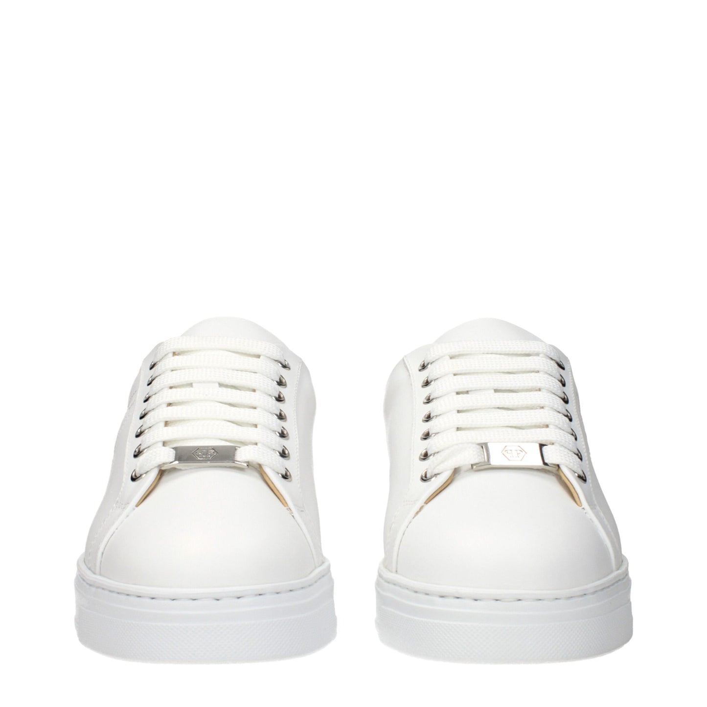 Sneakers by Philipp Plein for men in leather white features an versatile design from the Men's Low Top Leather Sneakers collection, highlighting a versatile low-top style for a premium, high-fashion look.