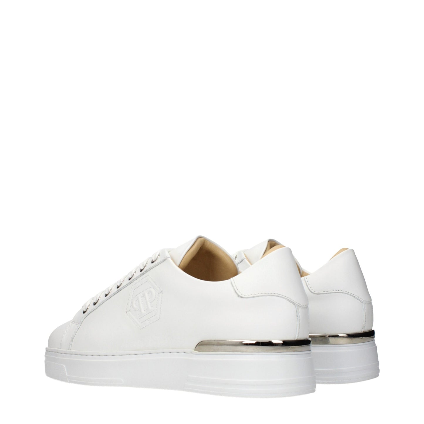 Sneakers by Philipp Plein for men in leather white features an timeless silhouette from the Men's Low Top Leather Sneakers collection, showcasing a signature low-top style with an timeless finish.