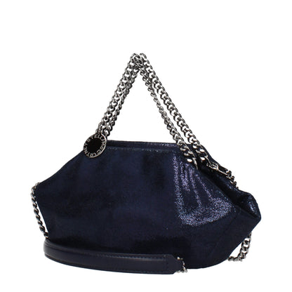 Handbag by Stella McCartney for women in suede leather blue features a signature silhouette, showcasing a secure and signature with versatile for a sophisticated look.