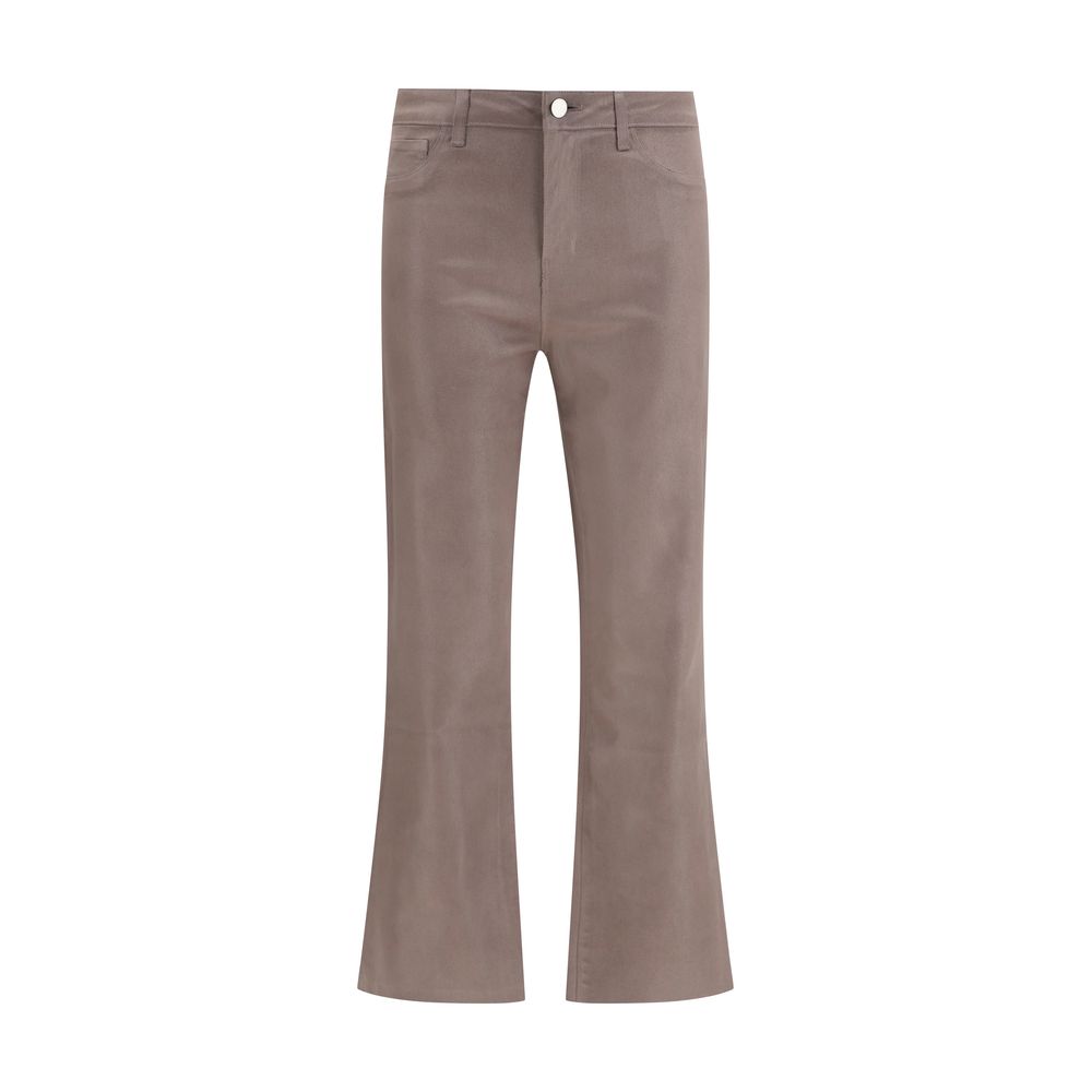 Casual Pants by L'Agence for women in stretch cotton denim beige features an refined tailoring silhouette, showcasing a premium slim with a high rise and long cut for a refined tailoring look.