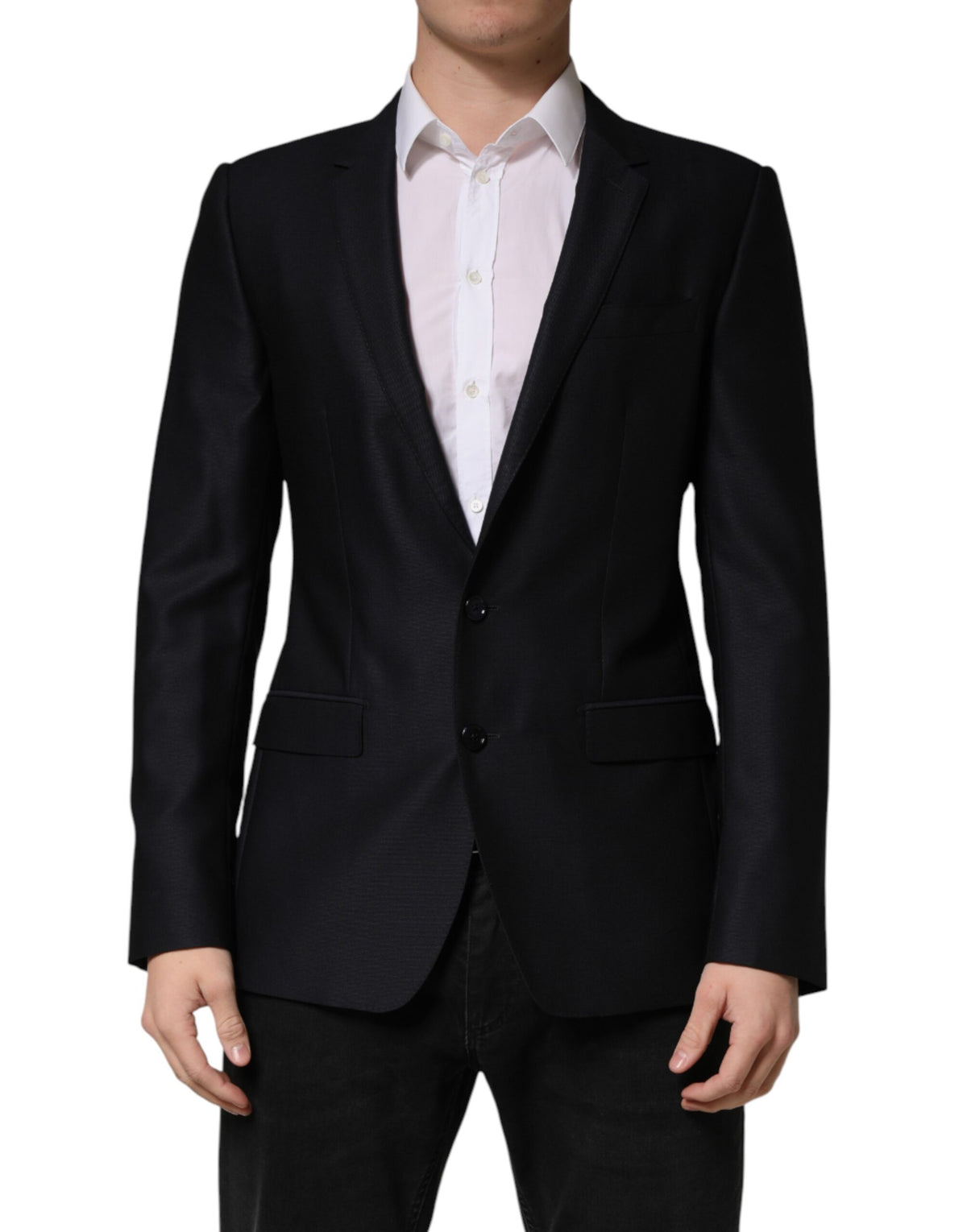 Dolce & Gabbana Women's Single Breasted Virgin Wool Viscose & Silk Blazer - Black