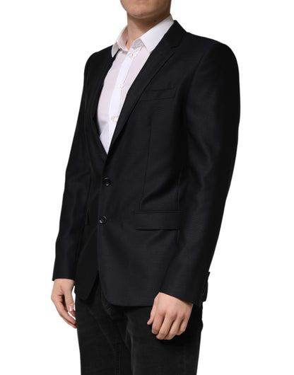 Dolce & Gabbana Women's Single Breasted Virgin Wool Viscose & Silk Blazer - Black