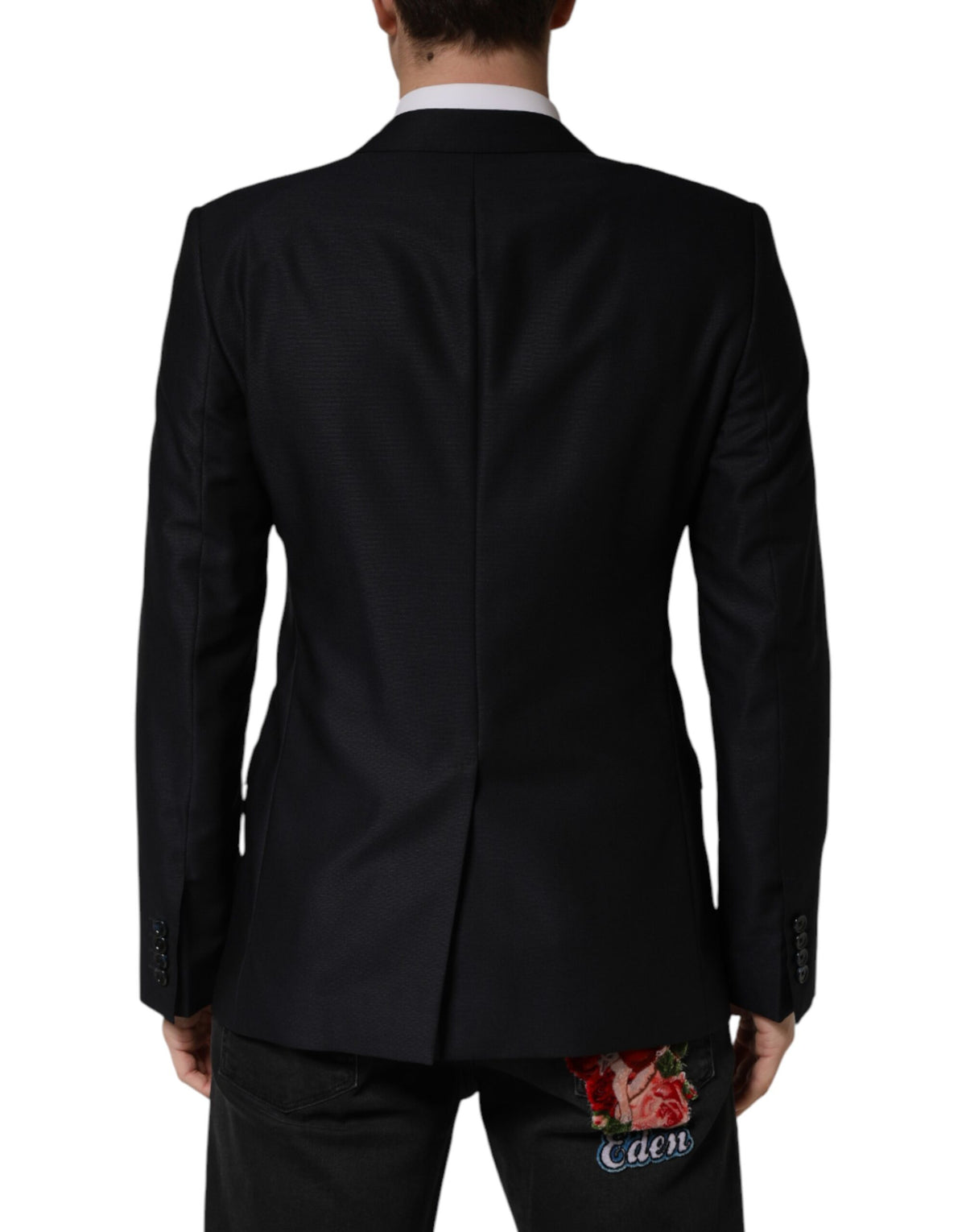 Dolce & Gabbana Women's Single Breasted Virgin Wool Viscose & Silk Blazer - Black