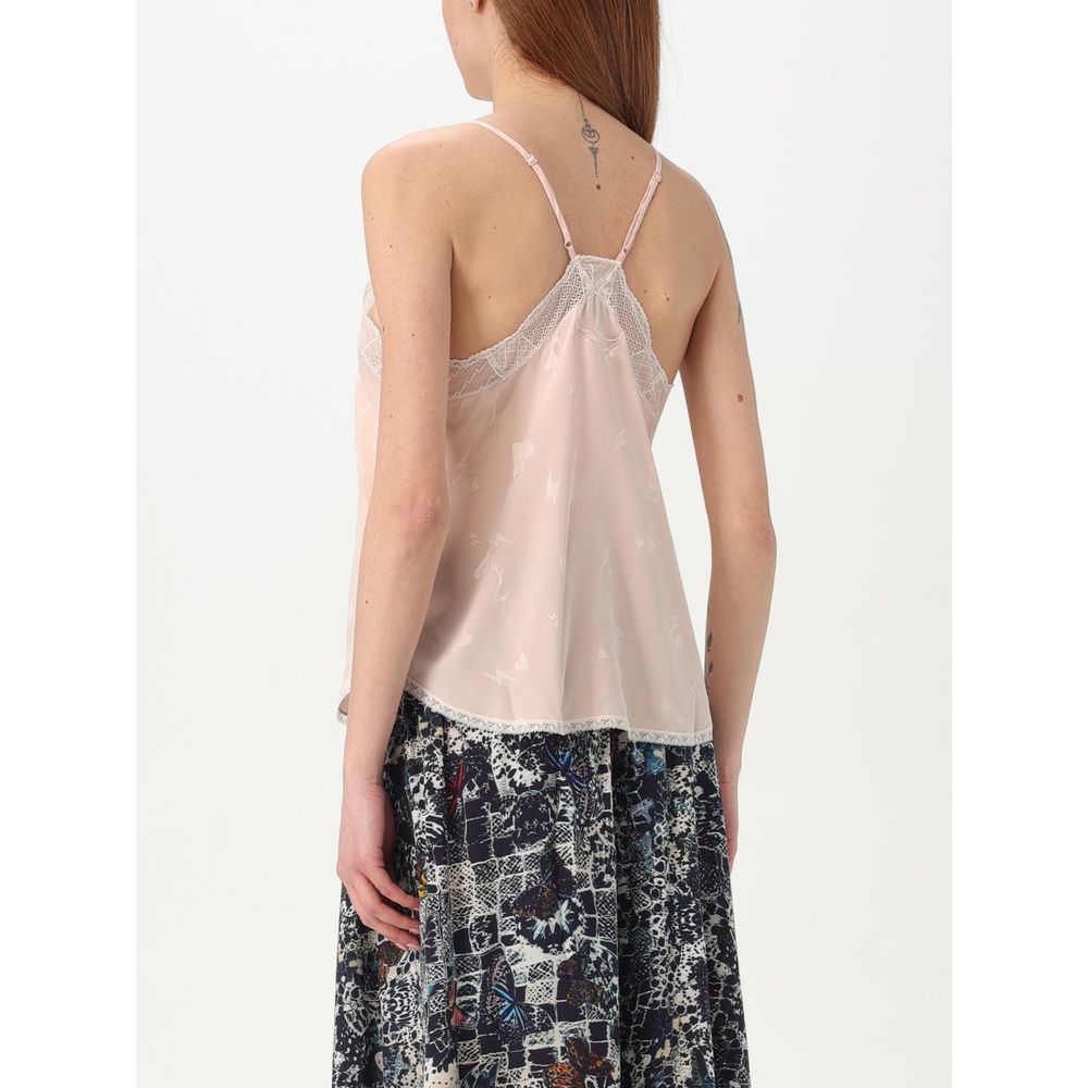 Activewear T-Shirt by Zadig & Voltaire for women in polyester satin multicolor & pink features a versatile silhouette, showcasing a versatile and detailed with high-performance for a premium look.