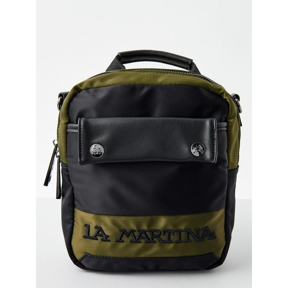 La Martina Polyester Polyurethane Denim Crossbody Messenger Bag - Bicolour Green