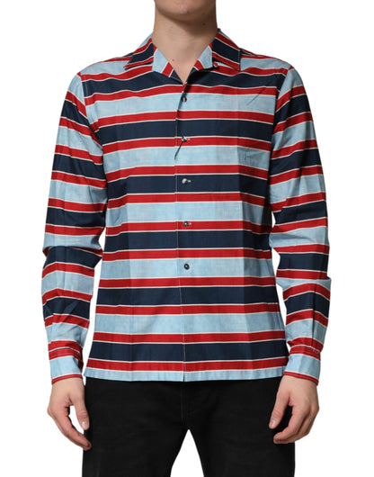 Dolce & Gabbana Crisp Men's Slim Long-Sleeve Cotton T-Shirt - Multicolor Striped