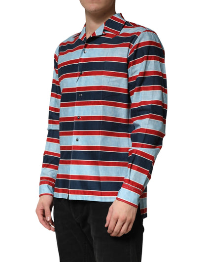 Dolce & Gabbana Crisp Men's Slim Long-Sleeve Cotton T-Shirt - Multicolor Striped
