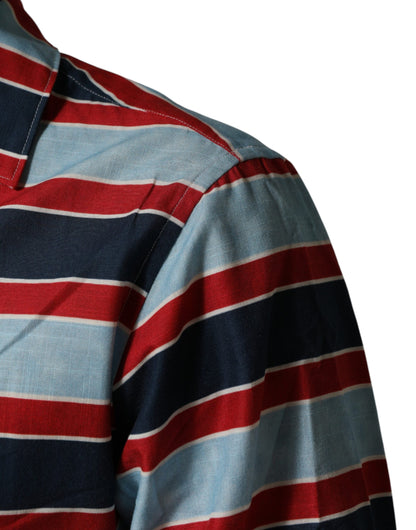 Dolce & Gabbana Crisp Men's Slim Long-Sleeve Cotton T-Shirt - Multicolor Striped