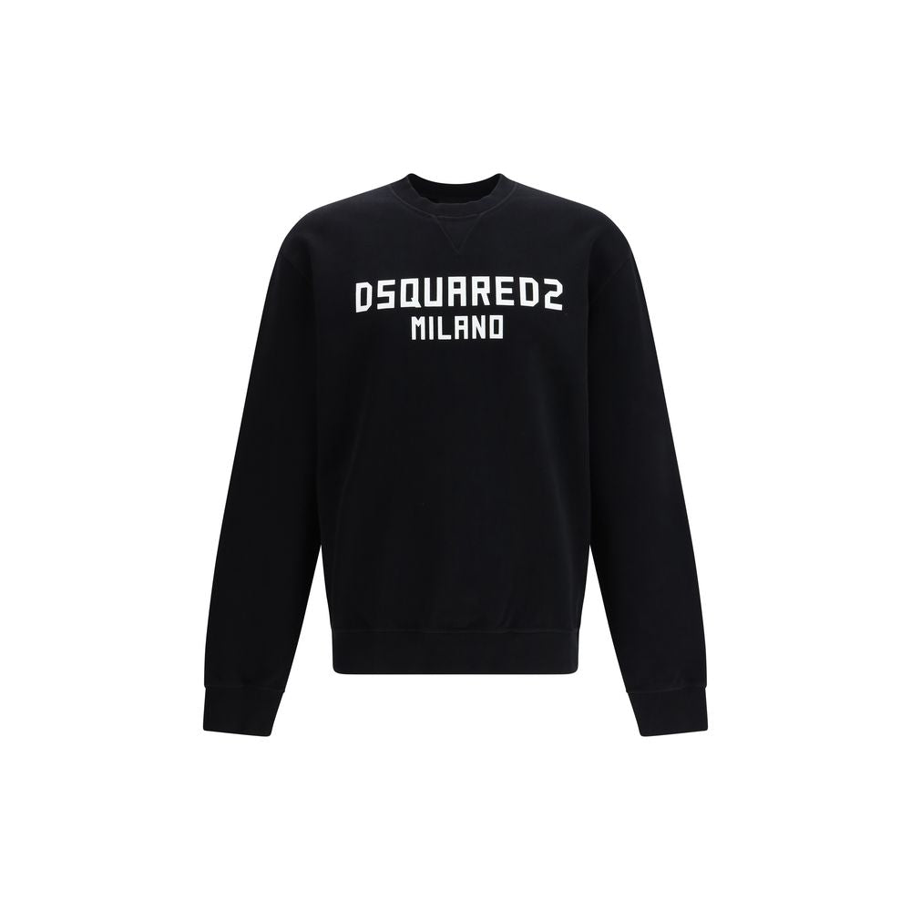 Sweatshirt by Dsquared² for men in stretch cotton black & print features an exquisite silhouette, showcasing and crew neckline details for a exquisite look.