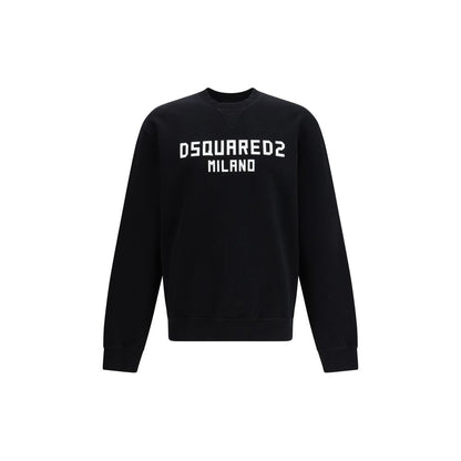 Sweatshirt by Dsquared² for men in stretch cotton black & print features an exquisite silhouette, showcasing and crew neckline details for a exquisite look.