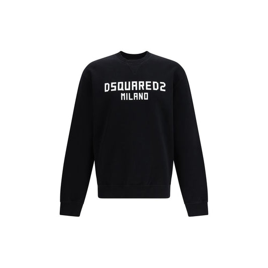 Sweatshirt by Dsquared² for men in stretch cotton black & print features an exquisite silhouette, showcasing and crew neckline details for a exquisite look.
