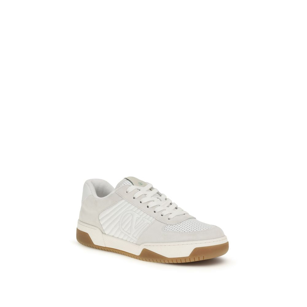 Athletic Sneakers by Valentino Garavani for men in bos taurus nappa calf leather white & signature showcases a architectural silhouette, artfully capturing the essence of the V Logo Men's Athletic Bos Taurus Nappa Calf Leather Sneakers with its signature architectural athletic style construction.
