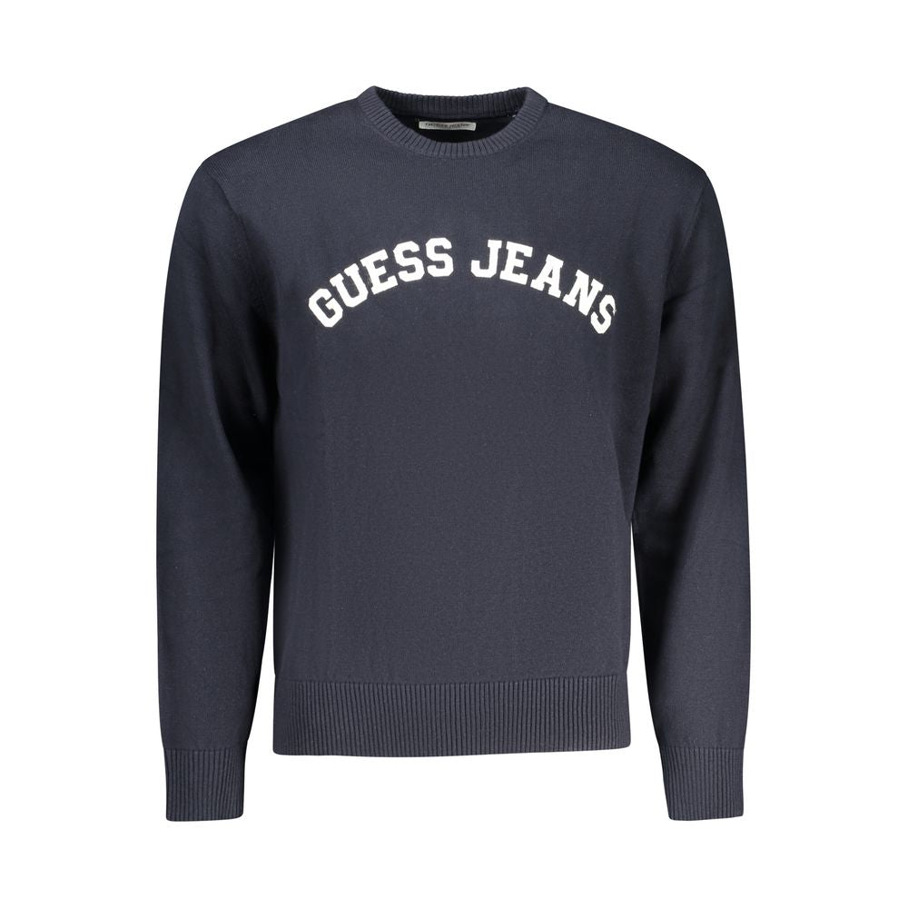 Sweatshirt by Guess Jeans for men in cotton blue features an provocated silhouette, detailed with a provocated and a refined crew neckline for a sophisticated aesthetic.