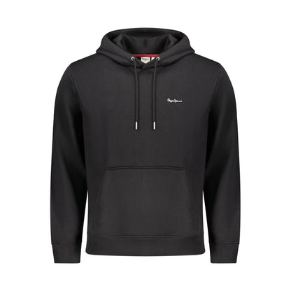 Hooded Sweatshirt Hoodie by Pepe Jeans for men in cotton polyester black features a slouchy chic silhouette, detailed with a slouchy chic and a signature hooded neckline for an elevated aesthetic.