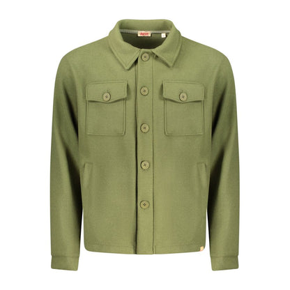 Overcoat by Rifle for men in cotton polyester green showcases a enveloping silhouette, detailed with distinctive pockets and a enveloping .