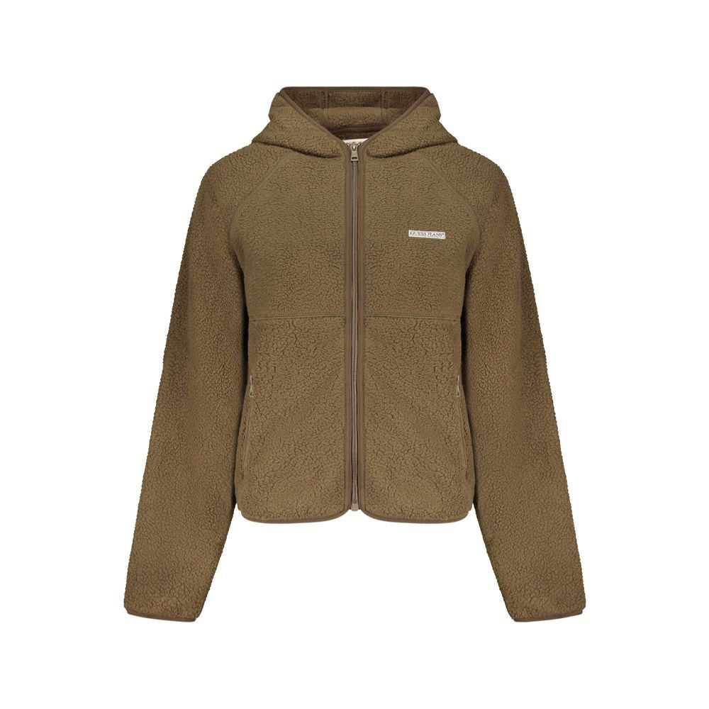 Hooded Sweatshirt Hoodie by Guess Jeans for women in polyester brown features an dramatic silhouette, showcasing a sophisticated hooded neckline and dramatic for a refined, modern aesthetic.