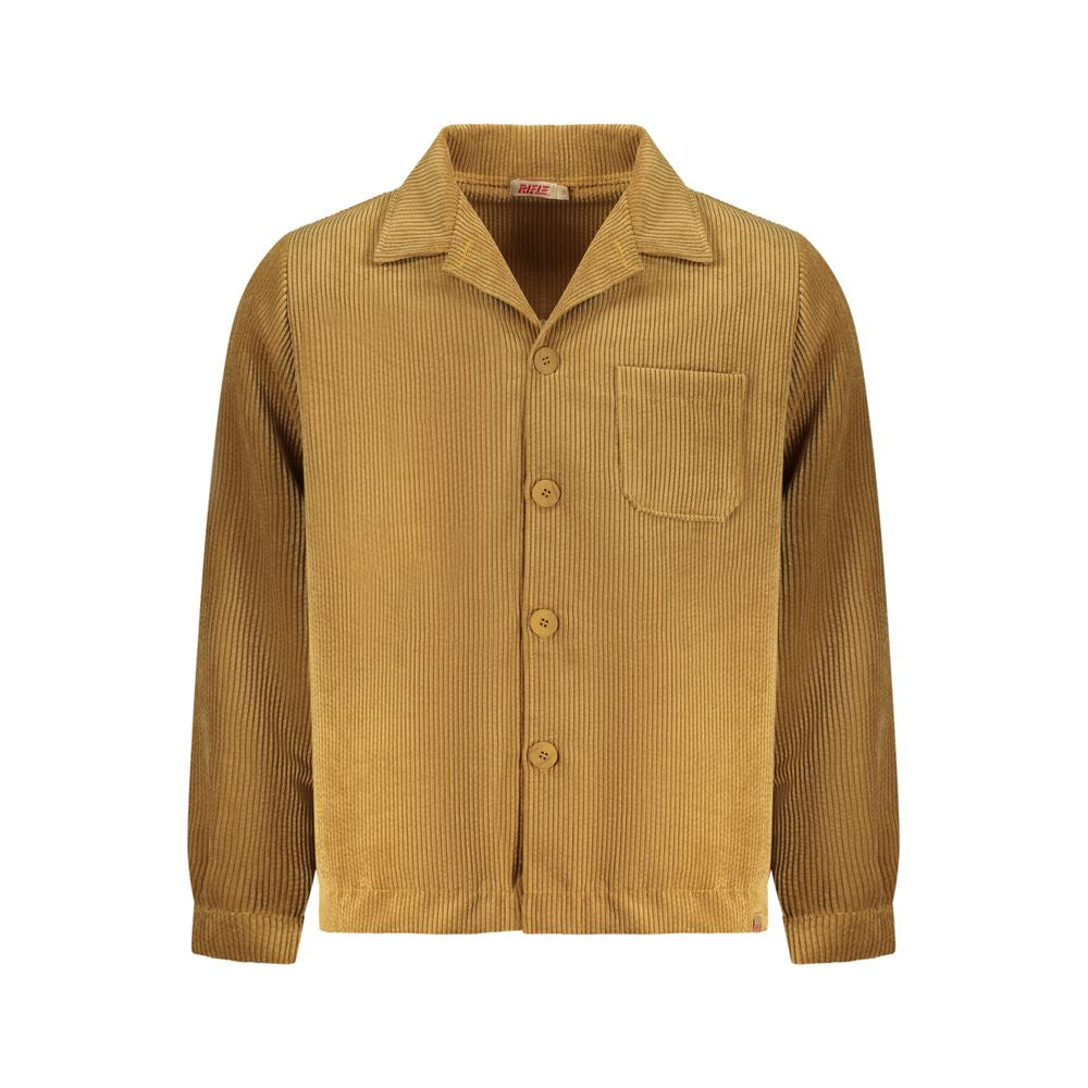 Shirt by Rifle for men in polyester black & brown presents a discerning silhouette, showcasing a sophisticated and long-sleeve for a truly discerning finish.