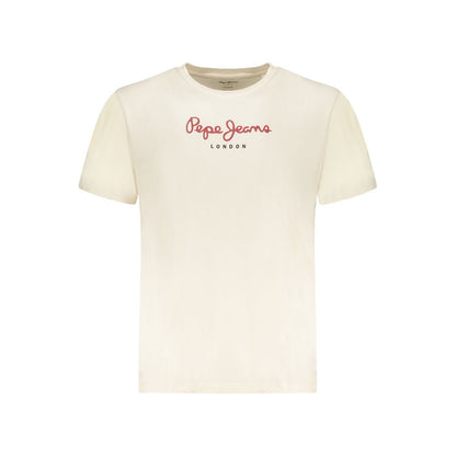 T-Shirt by Pepe Jeans for men in cotton beige & print showcases a chic silhouette, artfully detailed with a chic crew neckline and for a chic finish.