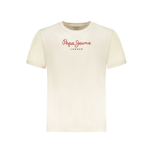 T-Shirt by Pepe Jeans for men in cotton beige & print showcases a chic silhouette, artfully detailed with a chic crew neckline and for a chic finish.