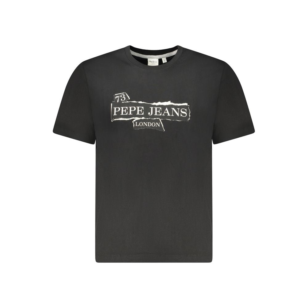 T-Shirt by Pepe Jeans for men in cotton black & print features an on trend silhouette, perfectly showcasing a on trend and crew neckline for an elevated aesthetic.
