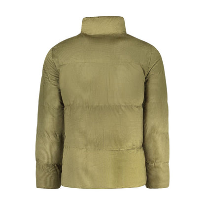 Overcoat by Rifle for men in polyester green showcases a architectural silhouette, artfully detailed with a distinctive and functional pockets for a architectural finish.