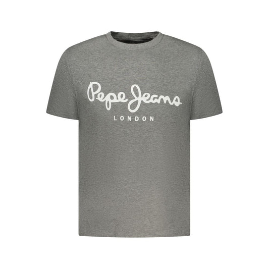 Activewear T-Shirt by Pepe Jeans for men in stretch viscose cotton gray & print features a dynamic silhouette with and enhanced by functional .