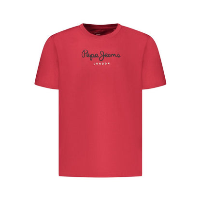 Activewear T-Shirt by Pepe Jeans for men in cotton red & print features an contemporary design with , a length, and a contemporary crew neckline.