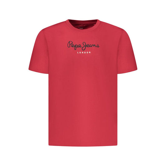 Activewear T-Shirt by Pepe Jeans for men in cotton red & print features an contemporary design with , a length, and a contemporary crew neckline.