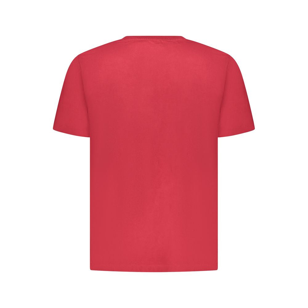 Activewear T-Shirt by Pepe Jeans for men in cotton red & print presents a kinetic silhouette, showcasing the kinetic and crew neckline alongside functional for a premium, athletic look.